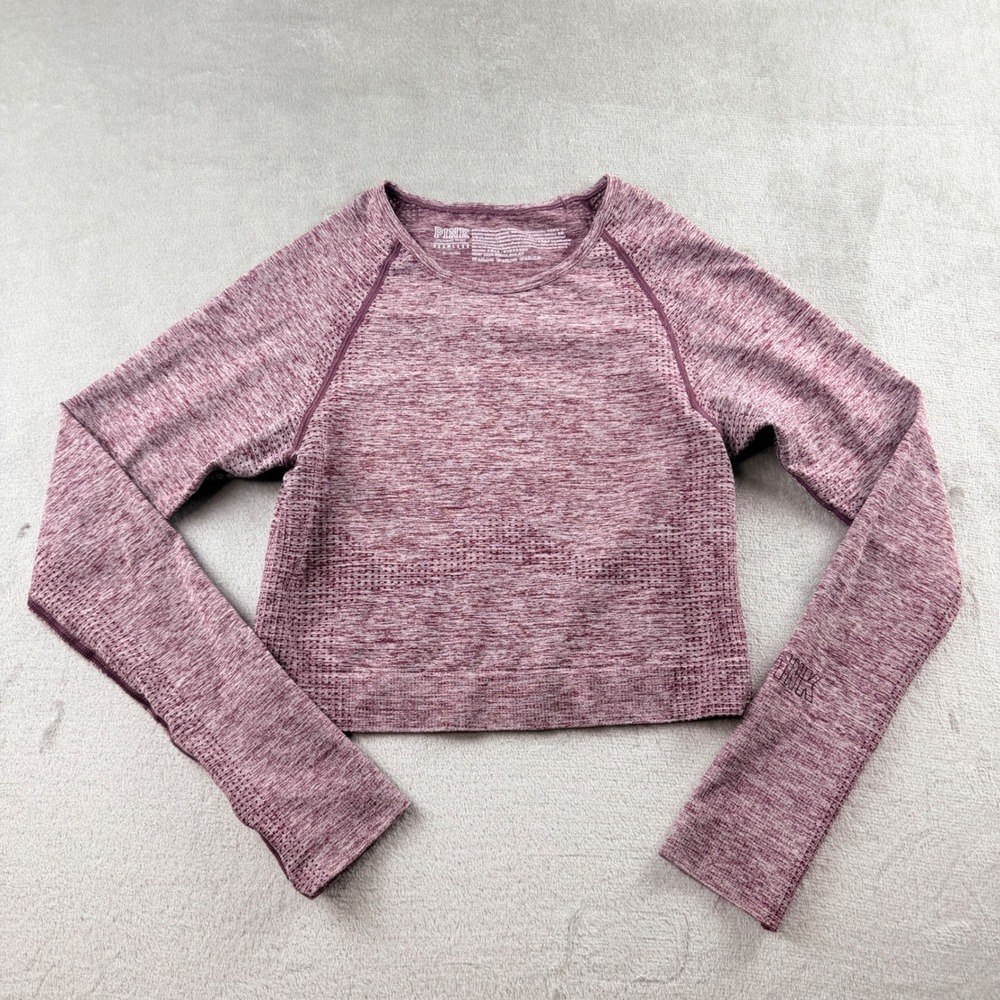 PINK Victoria's Secret Seamless Women's Medium Maroon Long Sleeve Crop Top
